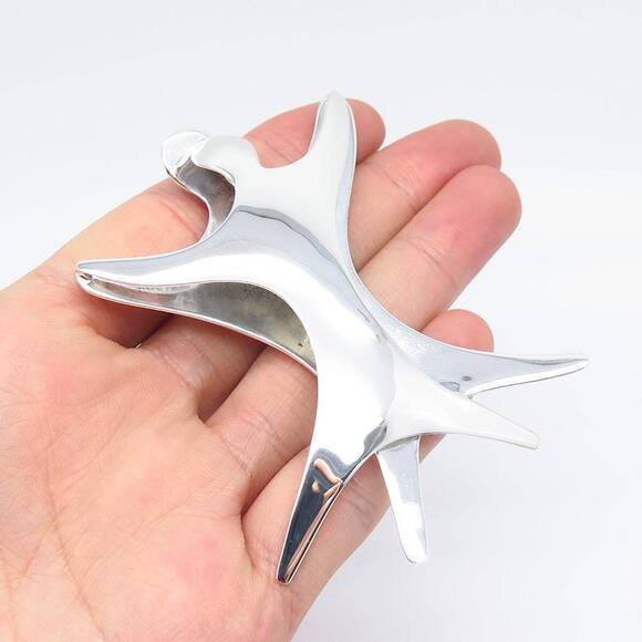 925 Sterling Silver Vintage Mexico Modernist Pin Brooch - Picture 1 of 7